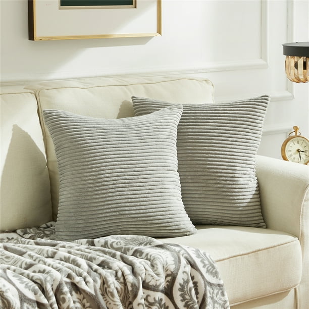Topfinel Square Decorative Striped Corduroy Throw Pillow Covers Super Soft Cushion Covers for Couch Chair Set of 2 Greenish Grey 18 x 18 inch 45 x 45 cm Topfinel Square Decorative Striped Corduroy Throw Pillow Covers Super Soft Cushion Covers for Couch Chair Set of 2 Greenish Grey 18 x 18 inch 45 x 45 cm